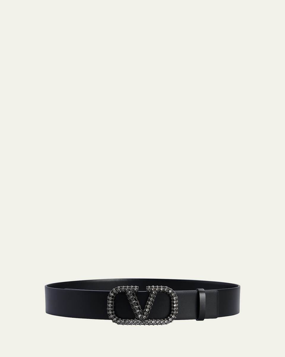 Crystal VLOGO Leather Belt